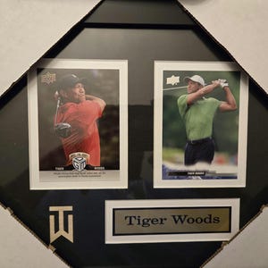 Marco de colección de 2 tarjetas del campeón del Masters de Tiger Woods de la PGA