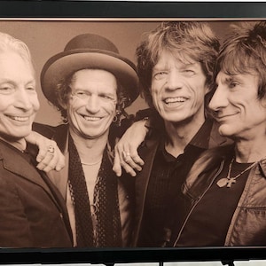 28 x 40 Les Rolling Stones, cadre texturé, impression d&#39;art, art mural noir et blanc