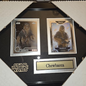 Marco de colección original de 2 cartas de Star Wars Chewbacca