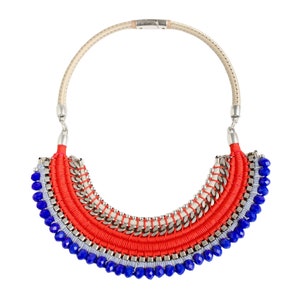 CANDELARIA orange and royal blue statement necklace