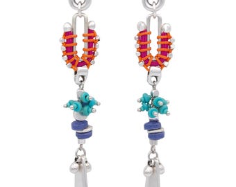 Bunte Lange Statement Ohrringe – Handgemachte Boho Baumeln Ohrringe – Leichter Handwerker Festival Schmuck- MUCURA