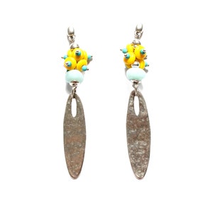 AMBALEMA yellow and light turquoise statement earrings