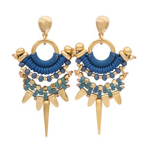 Pendientes llamativos PROVIDENCIA azul, verde y dorado