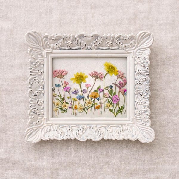 Pressed Wildflower Frame | Real Pressed Flower Art | Botanical Wall Decor | Cottagecore Floral Artwork
