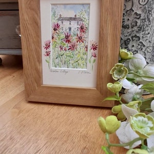 Garden Cottage, Watercolour painting 6in x 4in Framed, Gift, Birthday present Keepsake, Art,