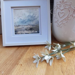 Seascape Original Oil Painting, &quot;Summer Storm&quot; Art, mount size 6in x 6in, Framed, Present, Birthday Present, Gift