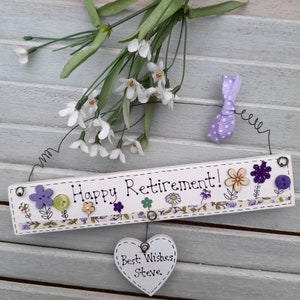 HAPPY RETIREMENT, Abschiedsgeschenk Plakette, handgemachte hölzerne Plakette, Andenken, Geschenk
