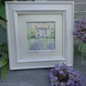 Bluebell Cottage, Watercolour painting, flowers, Countryside Cottage, Framed, Gift, Keepsake, Art,