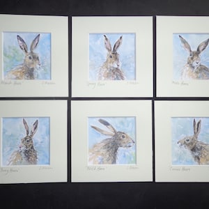 Hase, Hasen, Aquarell gemälde, Geschenk, Andenken, Kunst, montiert fertig zum Rahmen, Signiertes Kunstwerk