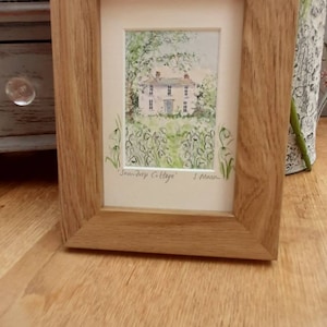 Snowdrop Cottage Watercolour painting 6in  x 4in Framed, Gift, Birthday present Keepsake, Art,