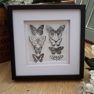 Vlinder, vlinders, ingelijste foto, papieren vlinderfoto, verjaardagscadeau, aandenken, kunst, unieke kunst,