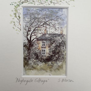 Nightingale Cottage a Watercolour print, unframed, Gift, Keepsake, Art, Ready to frame.