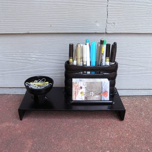 Modern Industrial desk set, executive office organizer, mens gift, iron desk organizer, card holder, paperclip dish, pen stand, phone stand