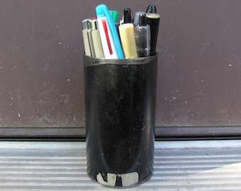 Metal pencil holder, pen holder, mens gift, recycled upcycled, pipe industry, bathroom organizer, industrial office,desk organizer