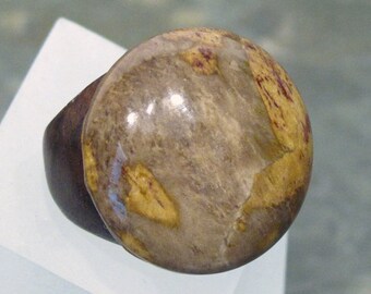 Wooden Shank Ring - Wood Agate Ring ~ Agatized Wood - Size 7 1/2 - R154