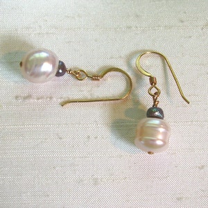 Pearl Earrings: Simple Wire-Wrapped Baroque FWP Dangles w/14Kt GF Ear Hooks