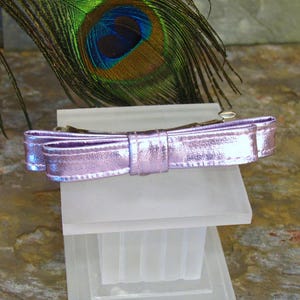 Purple Bow Barrette - Shiny Metallic French Barrette - Summer Hair Accessory - Lilac Purple Hair Bow Clip