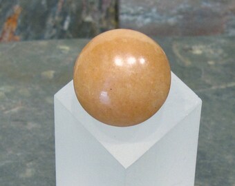 Wooden Shank Ring - Warm and Sunny Peach Aventurine Ring - Size 6 1/2 - R160