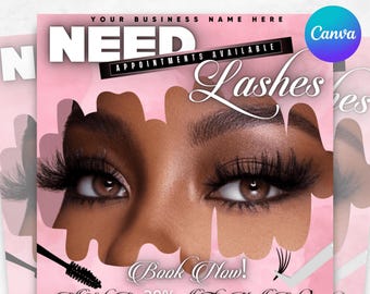 Lash Extension Flyer, Editable Lash Promo Template, Lash Special Flyer, Lash Sale Ad, Lash Booking Flyer, Instant Download Beauty Marketing,