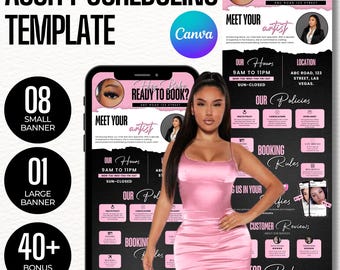 Plantilla de programación de Acuity, plantilla de programación de Acuity de estilista, marca de estilista, sitio web de estilista, plantillas de Canva