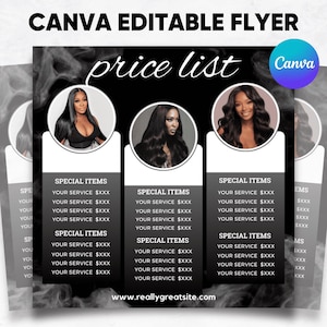 Price List Template, Price List Flyer, Price List, Hair Price List, Braiding, Flyer Template, Nail Flyer, Braid Flyer, Makeup Flyer, Flyer
