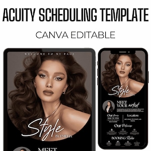 Hair Stylist Acuity Scheduling Template, Acuity Scheduling Template, Hair Stylist Branding, Hair Stylist Website, Canva Templates