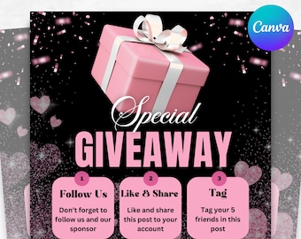 Special Giveaway Flyer Template, Social Media Template, Giveaway Post, DIY Flyer Template Design, Milestone Contest Flyer, Giveaway Template