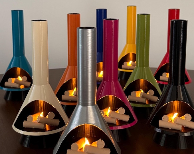 Miniature Mid-Century Modern-style LED Fireplace