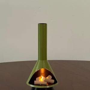 Miniature Mid-Century Modern-style LED Fireplace Avocado