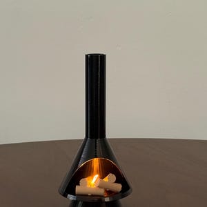 Miniature Mid-Century Modern-style LED Fireplace Black
