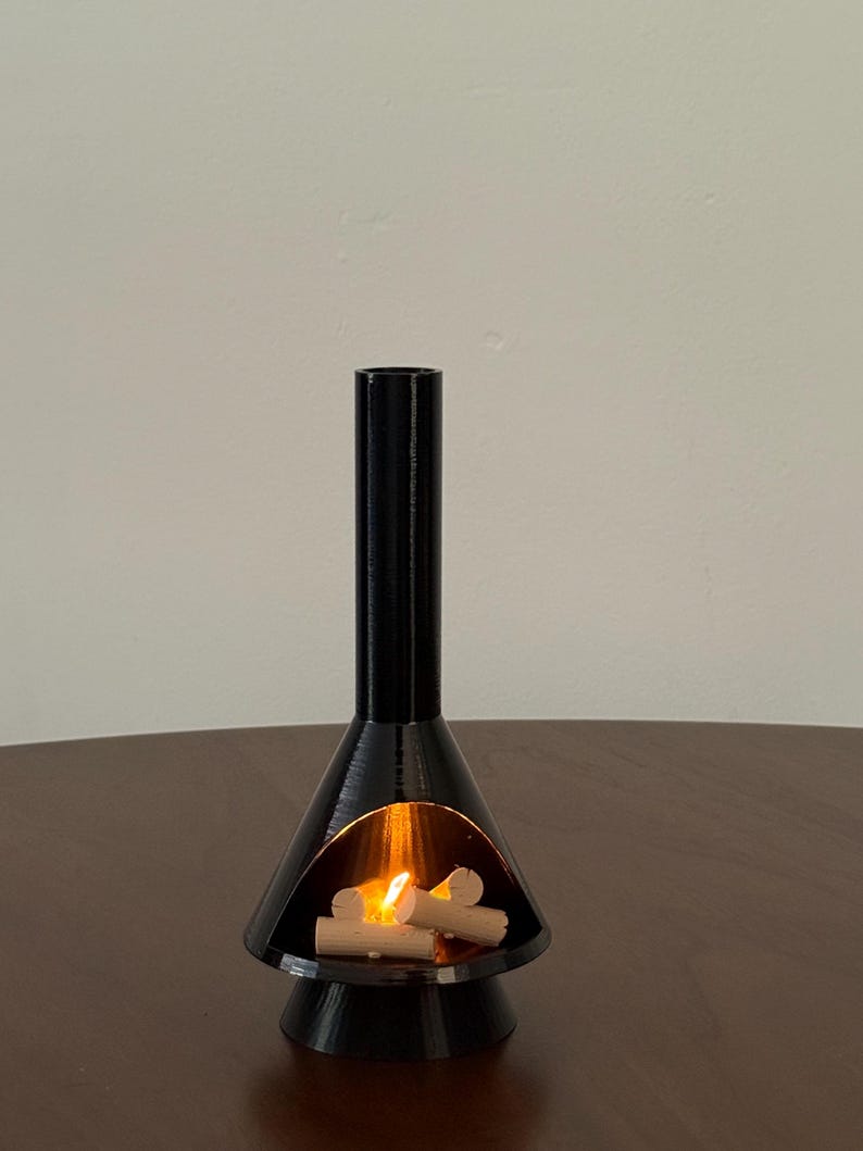 Miniature Mid-Century Modern-style LED Fireplace Black