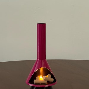 Miniature Mid-Century Modern-style LED Fireplace Barbie Pink