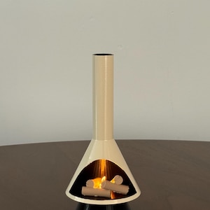 Miniature Mid-Century Modern-style LED Fireplace Ivory