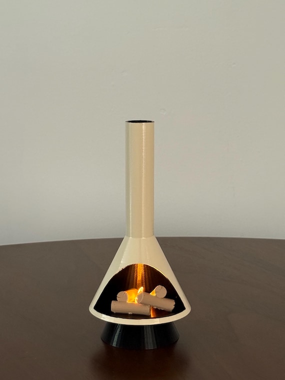 Miniature Mid-Century Modern-style LED Fireplace