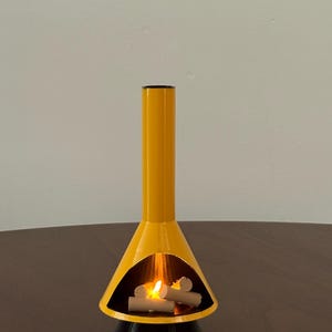 Miniature Mid-Century Modern-style LED Fireplace Yellow