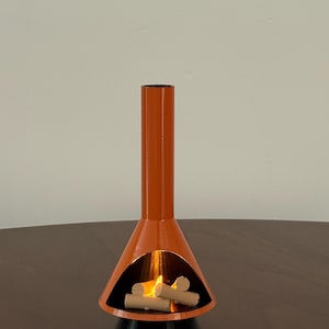 Miniature Mid-Century Modern-style LED Fireplace Burnt Orange