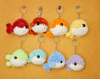 Small Crochet Mini Whale Backpack Keychain Amigurumi Plush