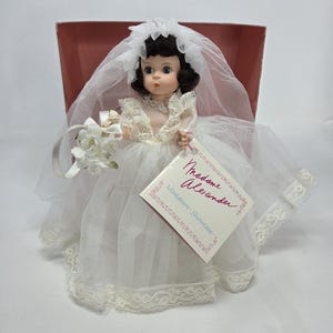 VTG Madame Alexander Doll Bride #435 8&quot; Brown Hair Blue Eyes Miniature Showcase