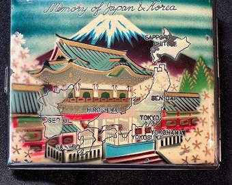memory of japan and korea cigarette case 1940s Soldier's Souvenir Cigarette Case / WW2 / Memory of Japan & Korea