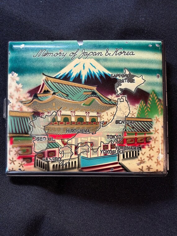 memory of japan cigarette case Antique Japanese Korean Memorabilia Cigarette Case 1940's/50's