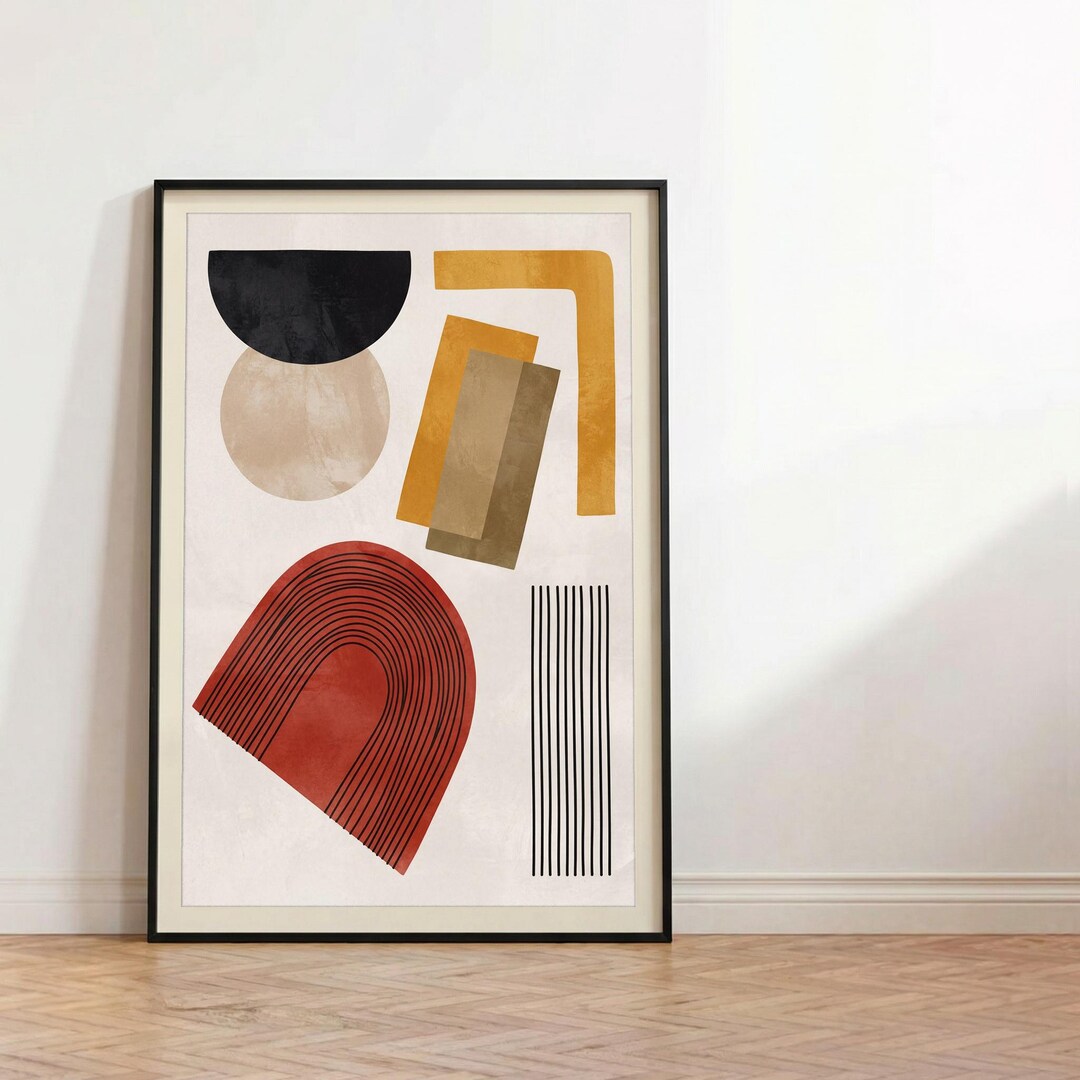 Mid Century Modern Abstract Geometric Wall Art Print - Etsy