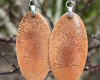 Hawaiian Earrings Natural Lightweight Macadamia Wood Earrings Beachwear