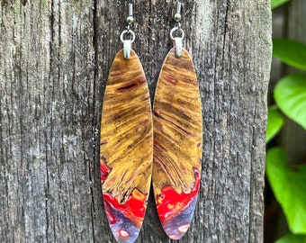 Big Slimming Infused  Boxelder Wooden Earrings