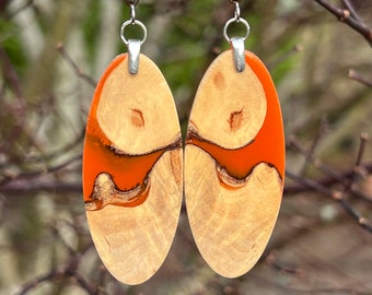 Fun Earrings Made From Reclaimed Buckeye Burl Wood And Resin