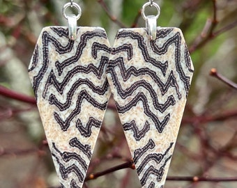 Diamond Elongated Super Swirly Mycarta Lightweight Earrings Zebra Pattern Leopard Print