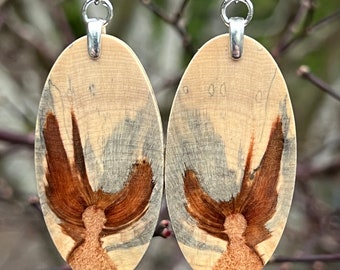 Angels Natural Monkey Puzzle Wood Lightweight Amber Earrings