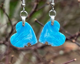 Pretty Little Blue Resin Heart Earrings