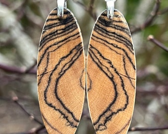 Super Unique Lightweight Earrings Made Of Exotic Black And White Ebony