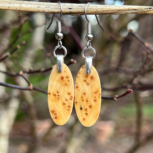 Alaska Burl Yellow Cedar Wooden Small Lightweight Earrings