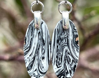 Mini Black And White Zebra Print Resin Earrings